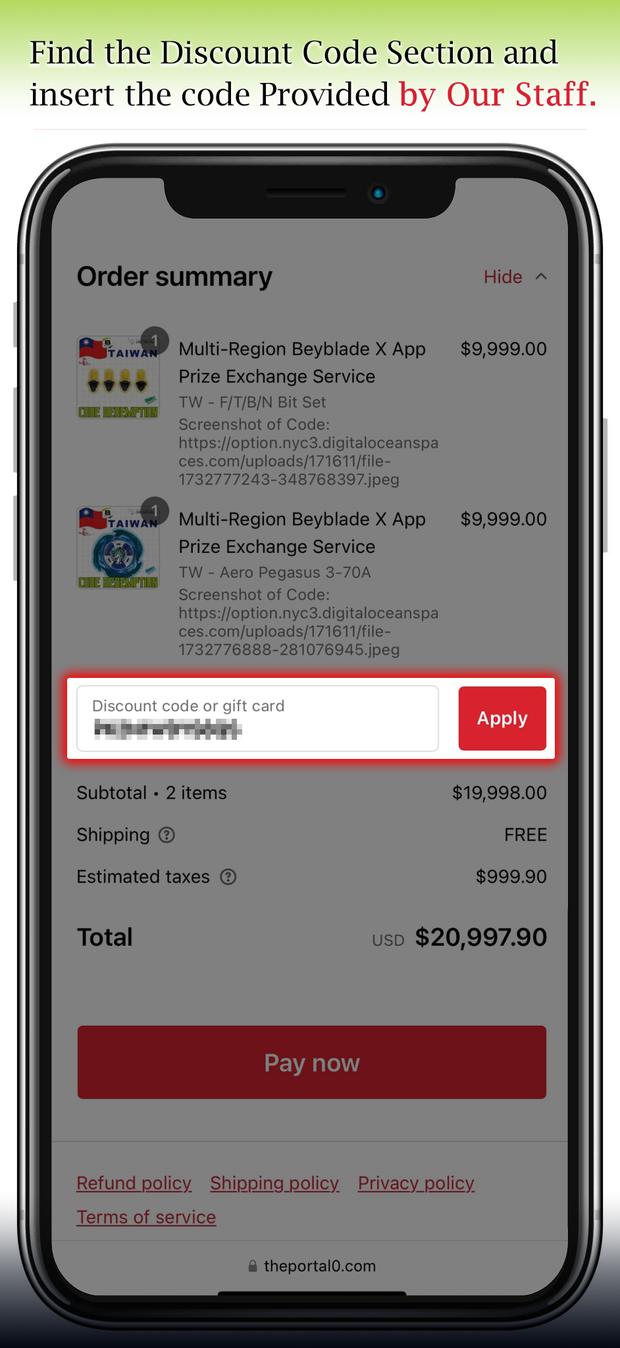 Step 7: Apply the code we gave you